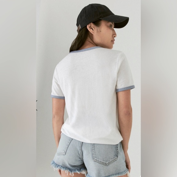 New Lucky Brand Women’s Old School 70’s Retro Silver Skaters Classic Ringer Tee - Picture 6 of 6